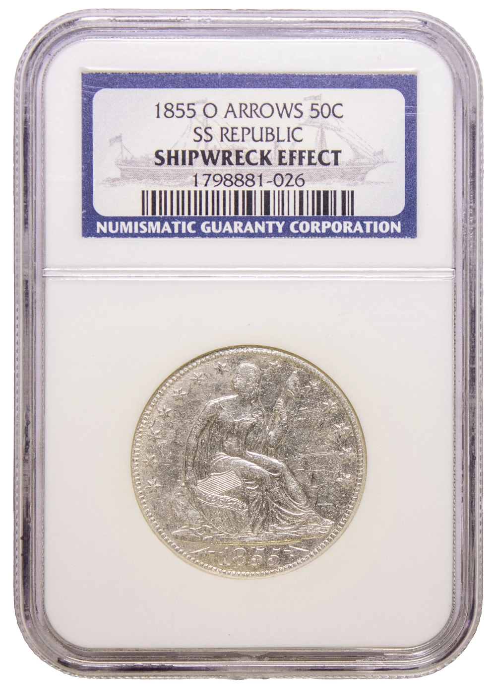 NGC 1855-O SS Republic Shipwreck Seated Half