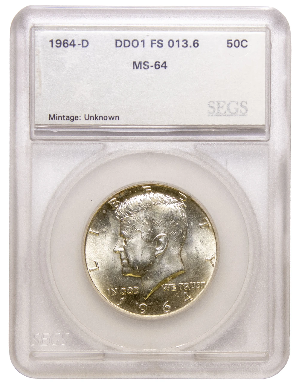 SEGS MS-64 1964-D Double Die Kennedy Half