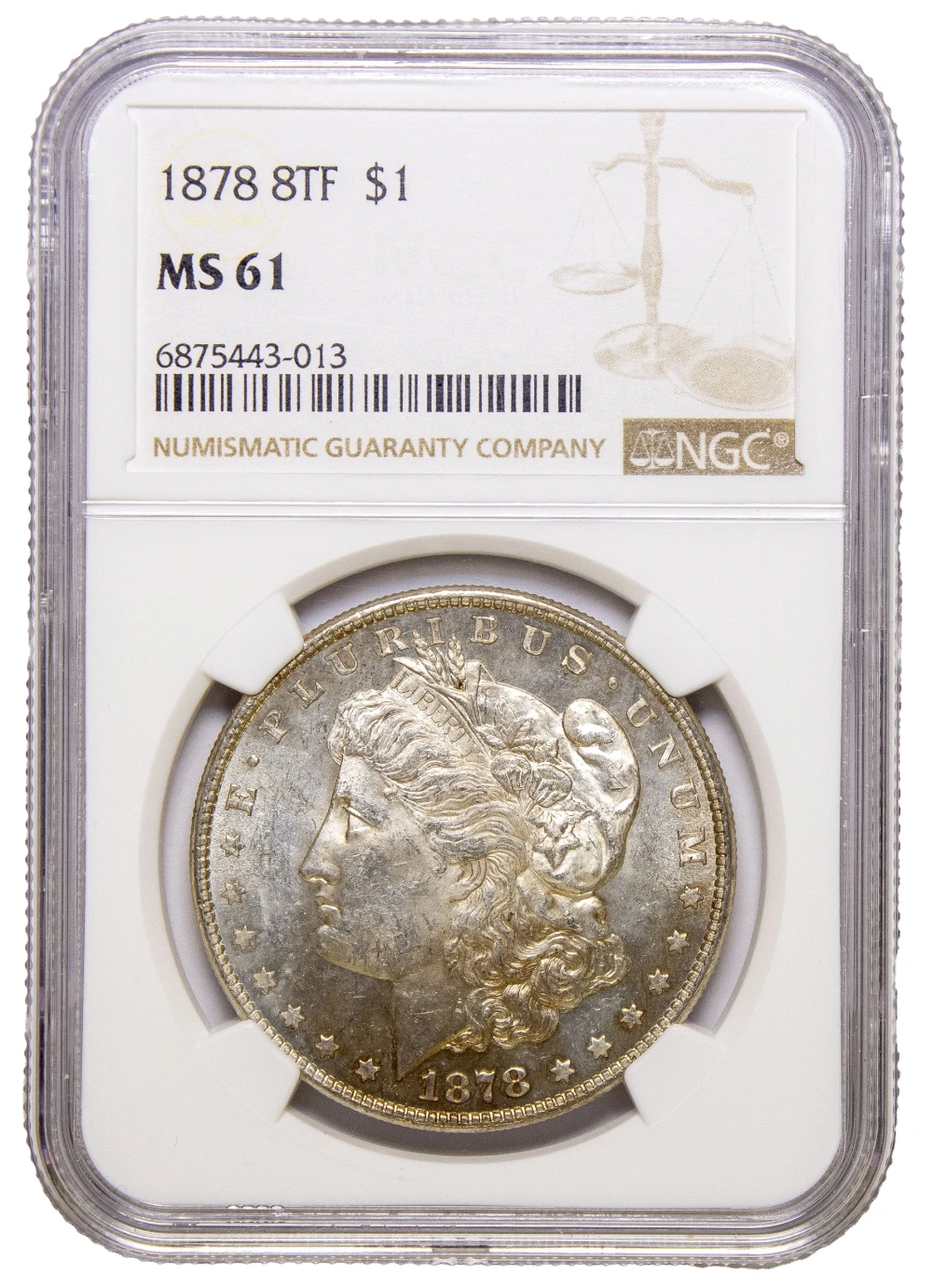 NGC MS-61 1878 8TF Morgan Dollar