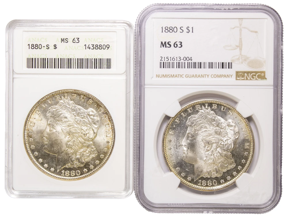 MS-63 1880-S Morgan Dollar Pair