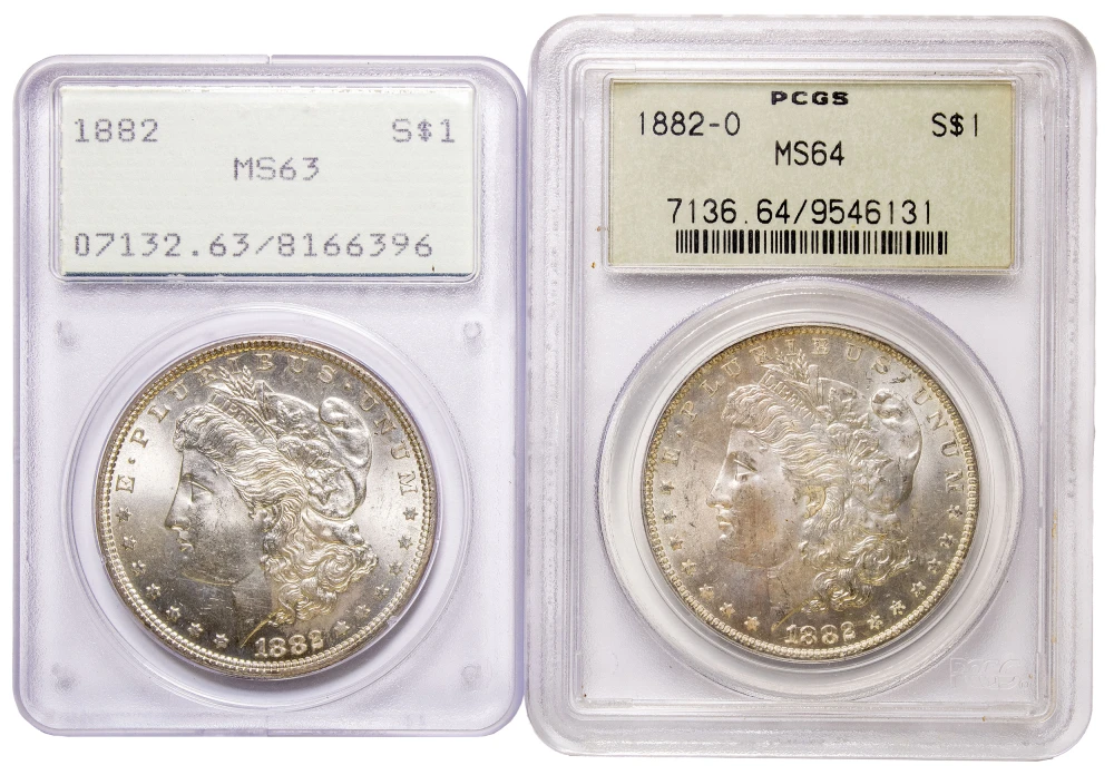 PCGS Certified 1882 & 1882-O Morgan Dollar Pair