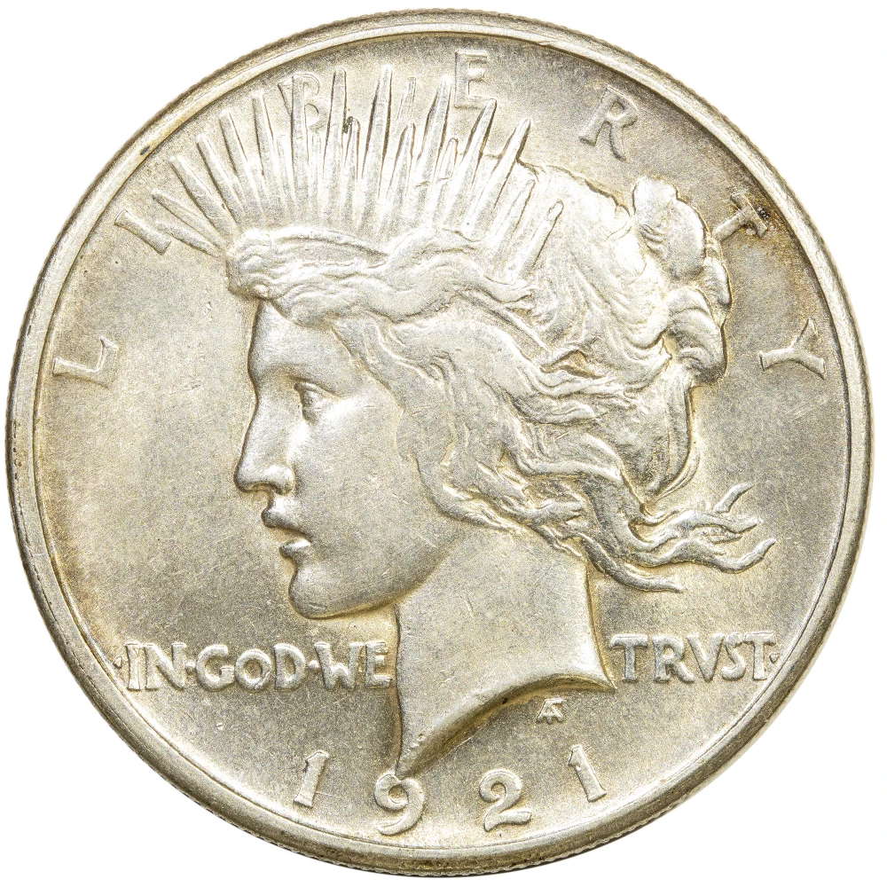 AU-58 1921 Peace Dollar