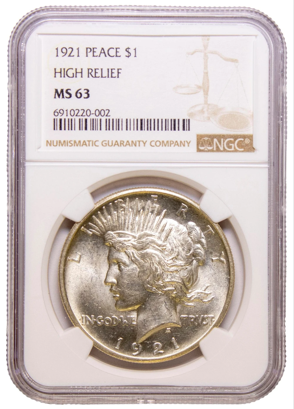 NGC MS-63 1921 Peace Dollar