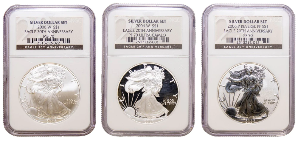 NGC MS/PF-70 2006 3 Piece 20th Anniversary Set