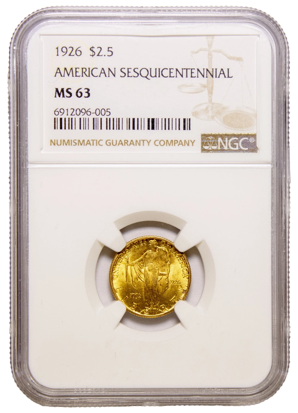 NGC MS-63 1926 $2.50 Sesquicentennial Gold