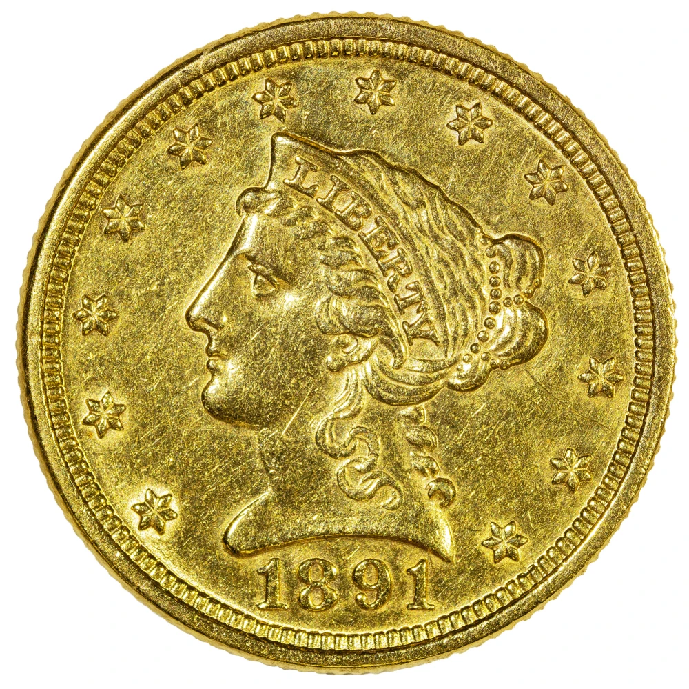 AU Details 1891 $2.50 Liberty Gold