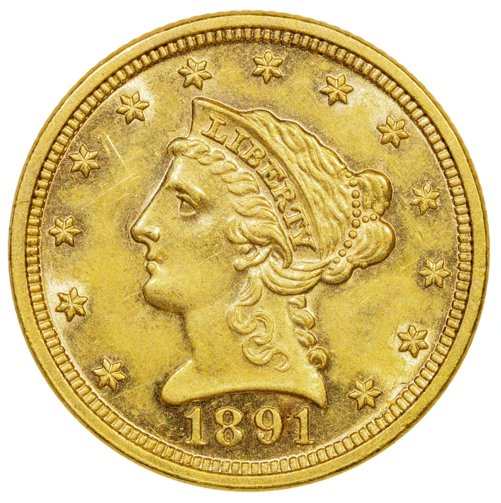 UNC Details 1891 $2.50 Liberty Gold