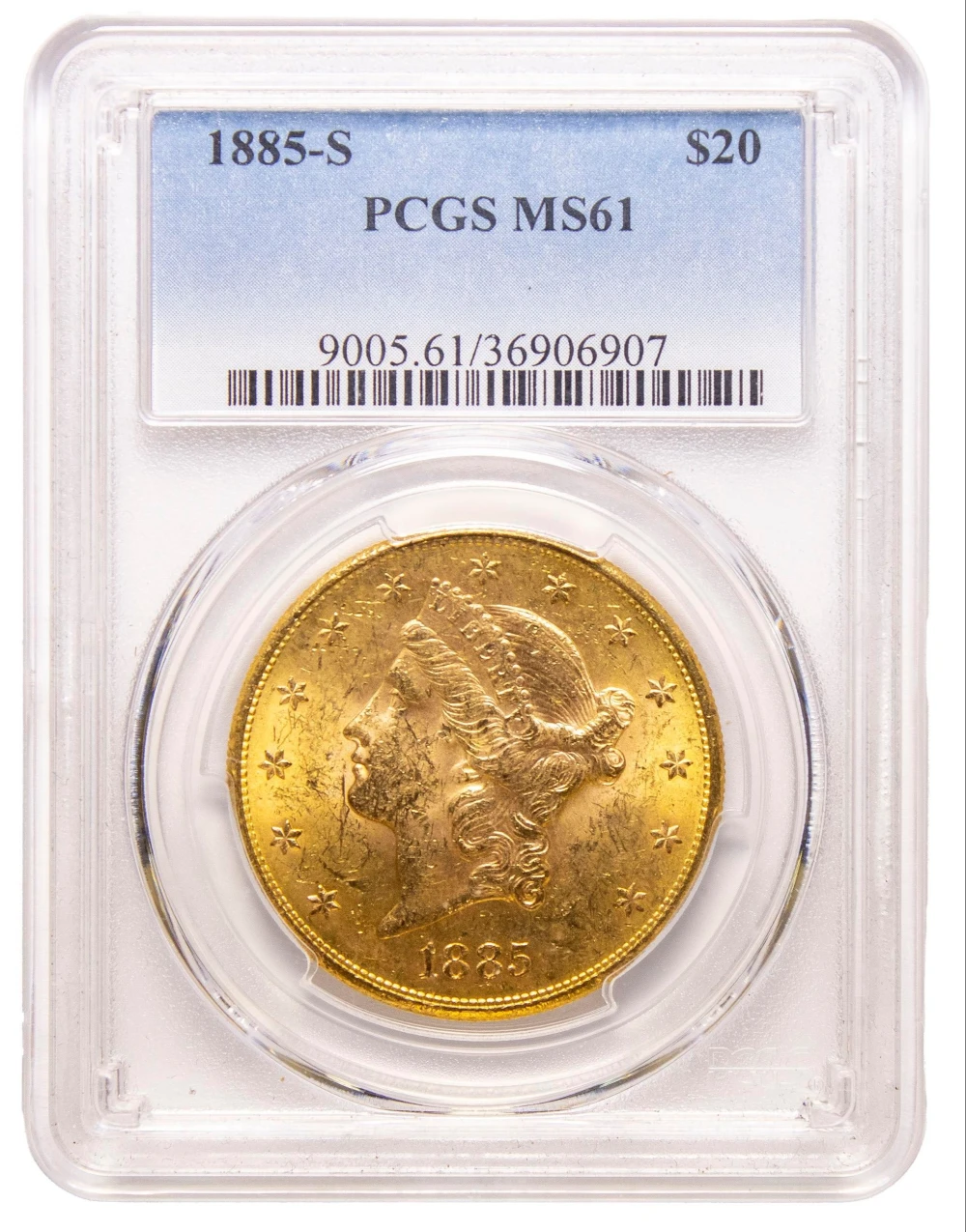 PCGS MS-61 1885-S $20 Liberty Gold