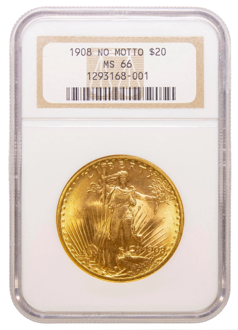 NGC MS-66 1908 $20 St. Gaudens Gold