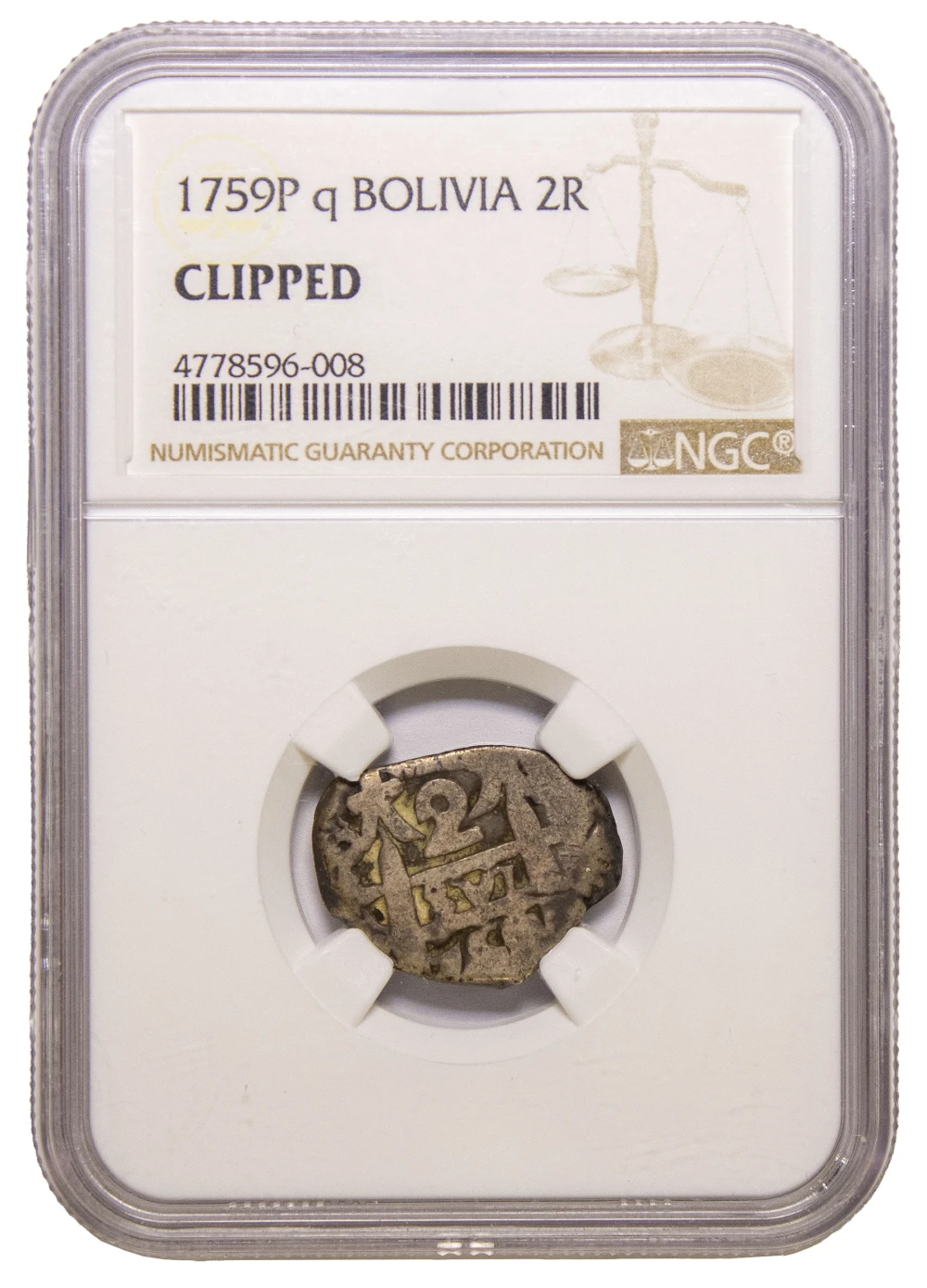 Bolivia. NGC Clipped 1759 2 Reales
