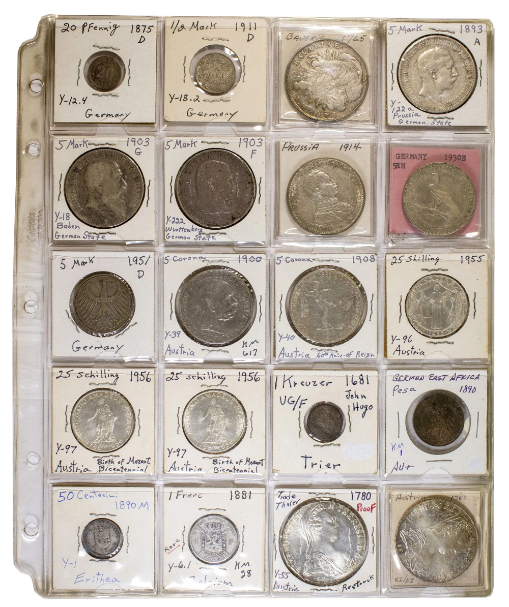 20 Pcs Of Mixed Mostly German & Austrian Coins