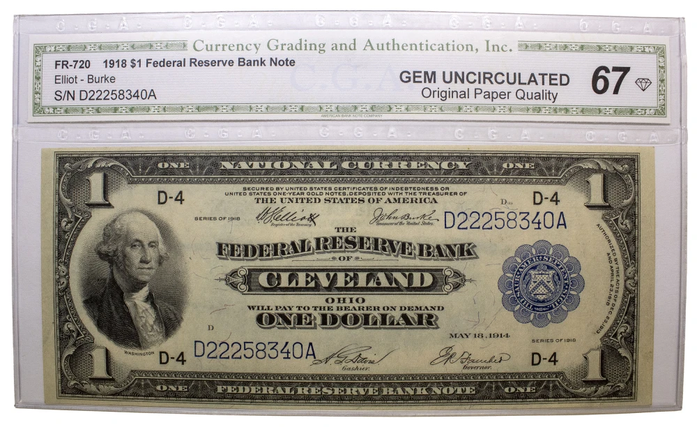 CGA Gem UNC-67 1918 $1