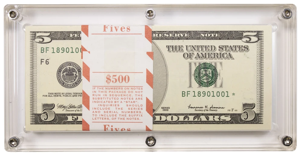 Crisp New Series 1999 $5 Star Note Block