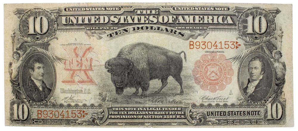 Fr.116. VF 1901 $10 Bison