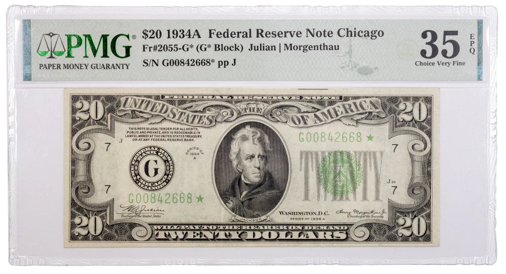 PMG VF-35 EPQ Series 1934A $20 Star Note