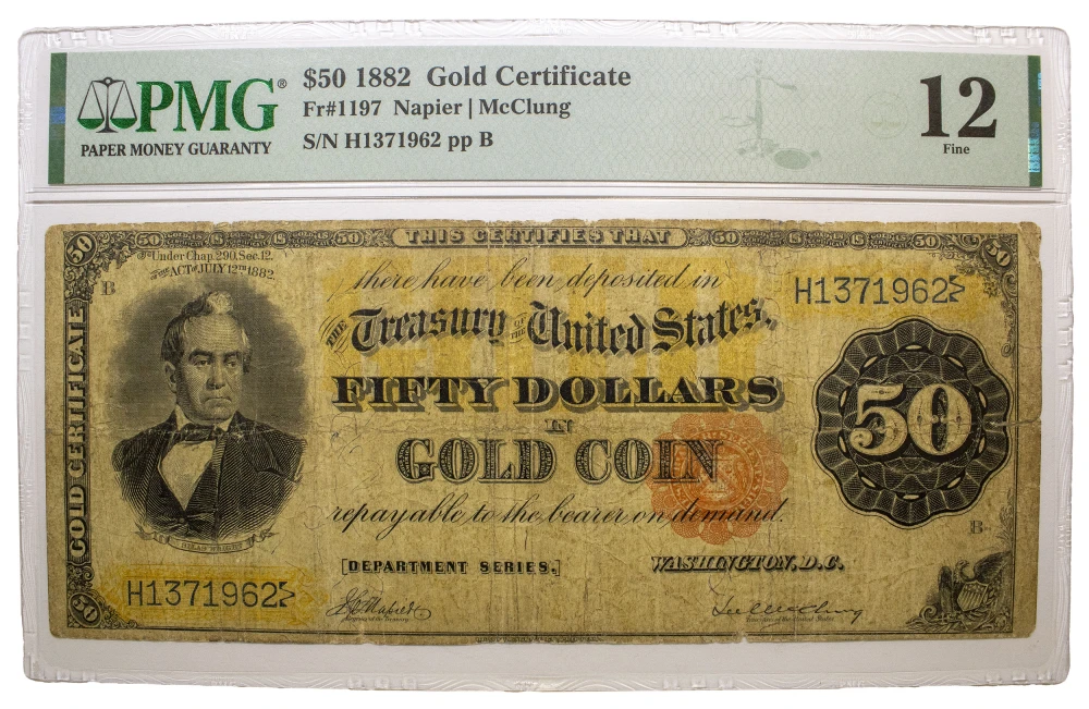 PMG F-12 1882 $50 Gold Certificate