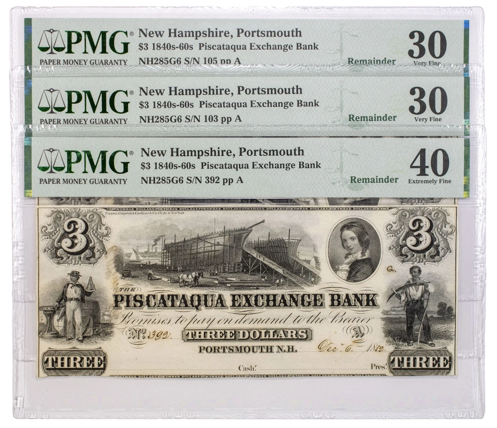 New Hampshire. PMG-Certified $3 Obsoletes