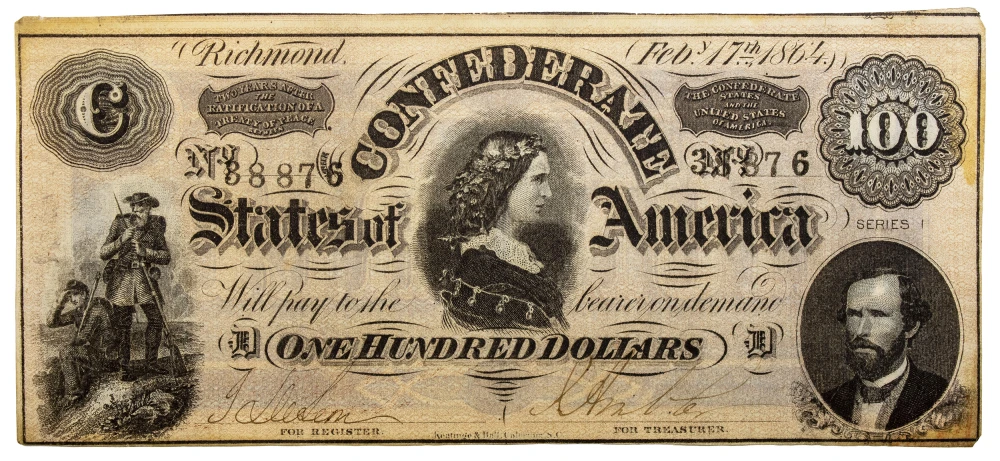 Confederate States. EF to AU February, 1864 $100