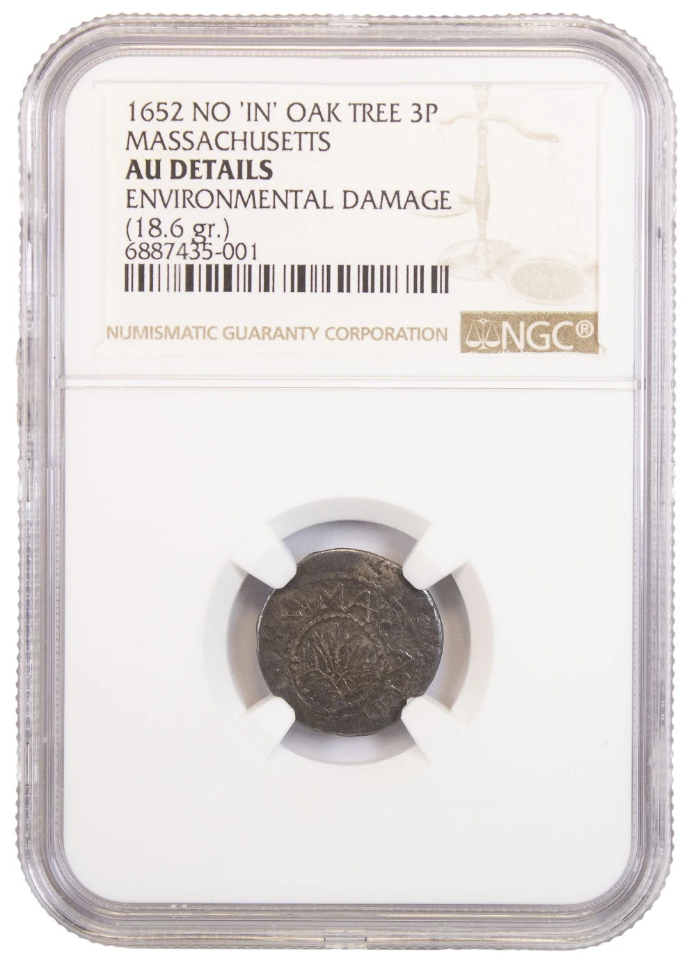 NGC AU Details 1652 Oak Tree Threepence