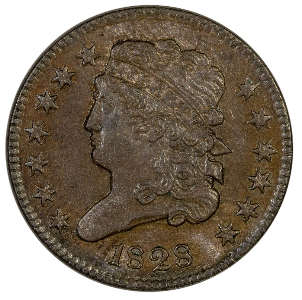 MS-60 BN 1828 13 Stars Half Cent