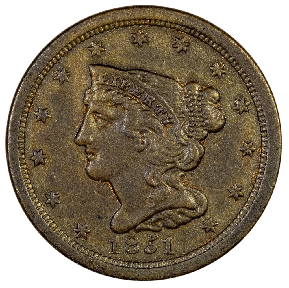 EF-AU 1851 Half Cent