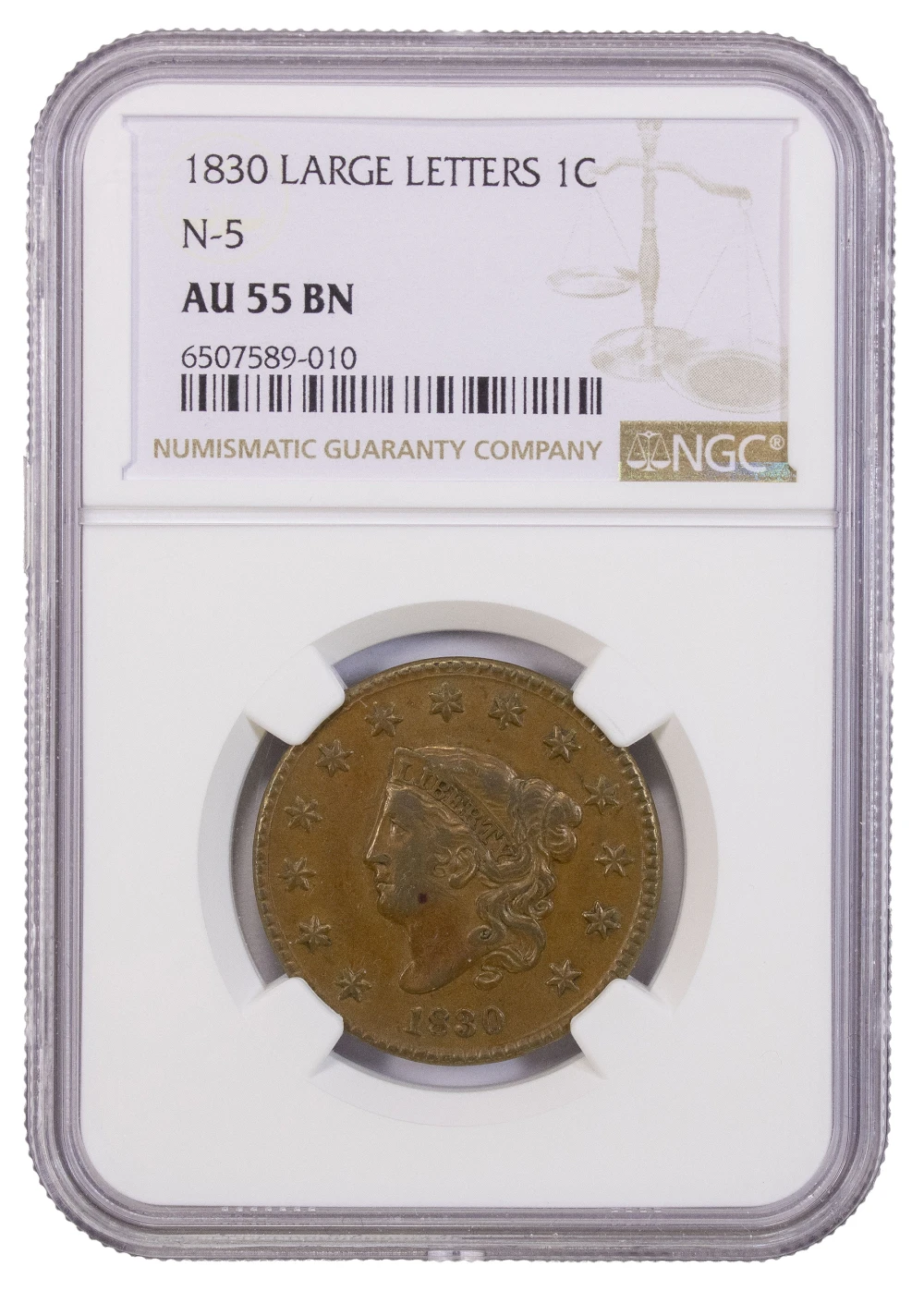 NGC AU-55 1830 Large Cent