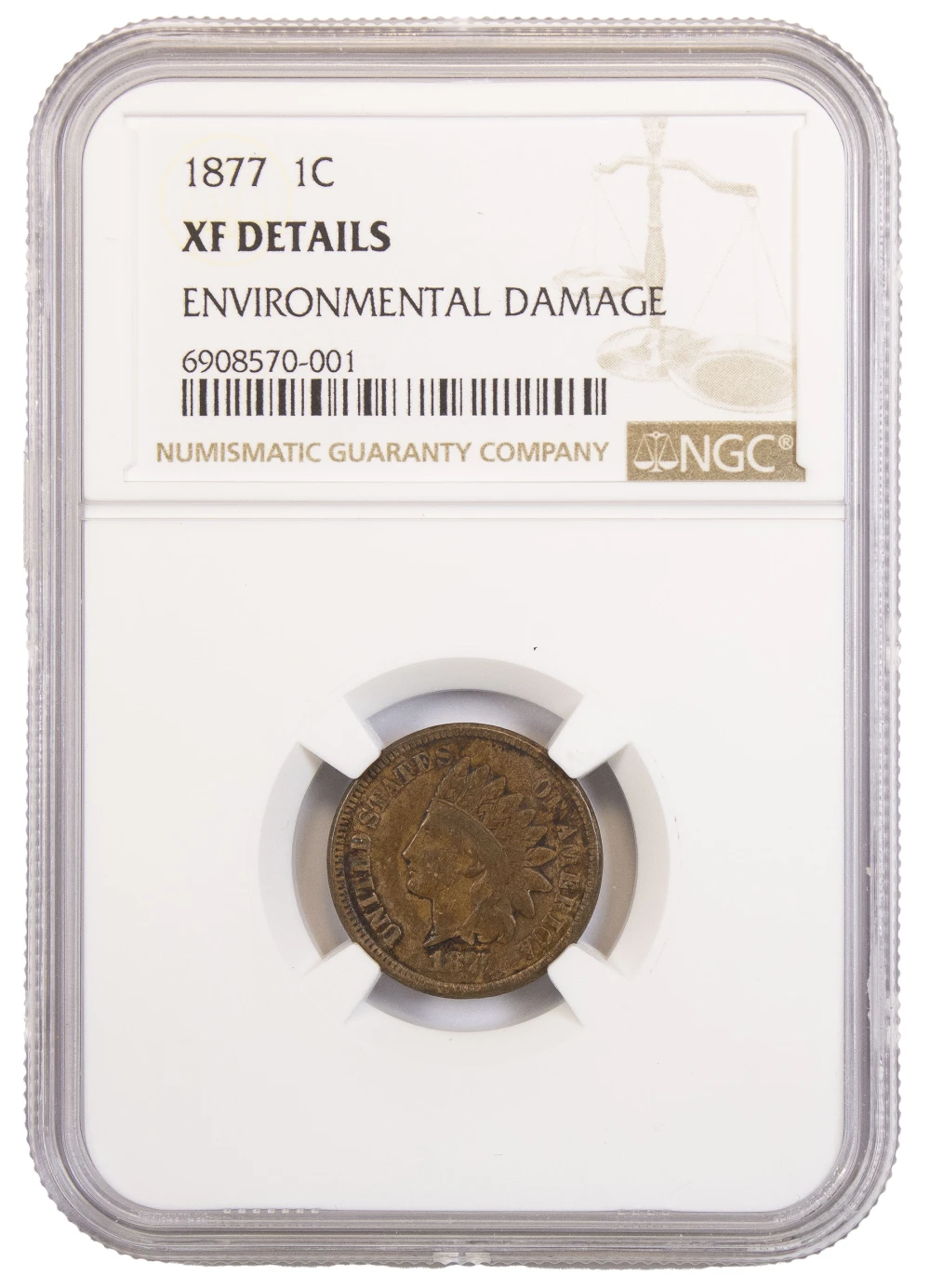 NGC EF Details 1877 Indian Cent