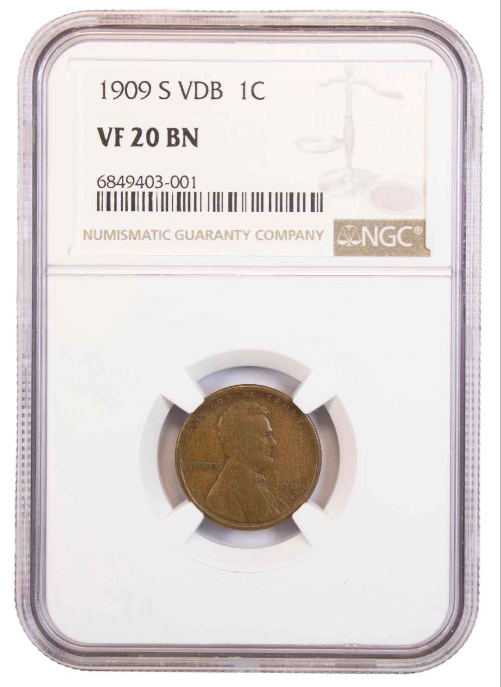 NGC VF-20 1909-S VDB Lincoln Cent