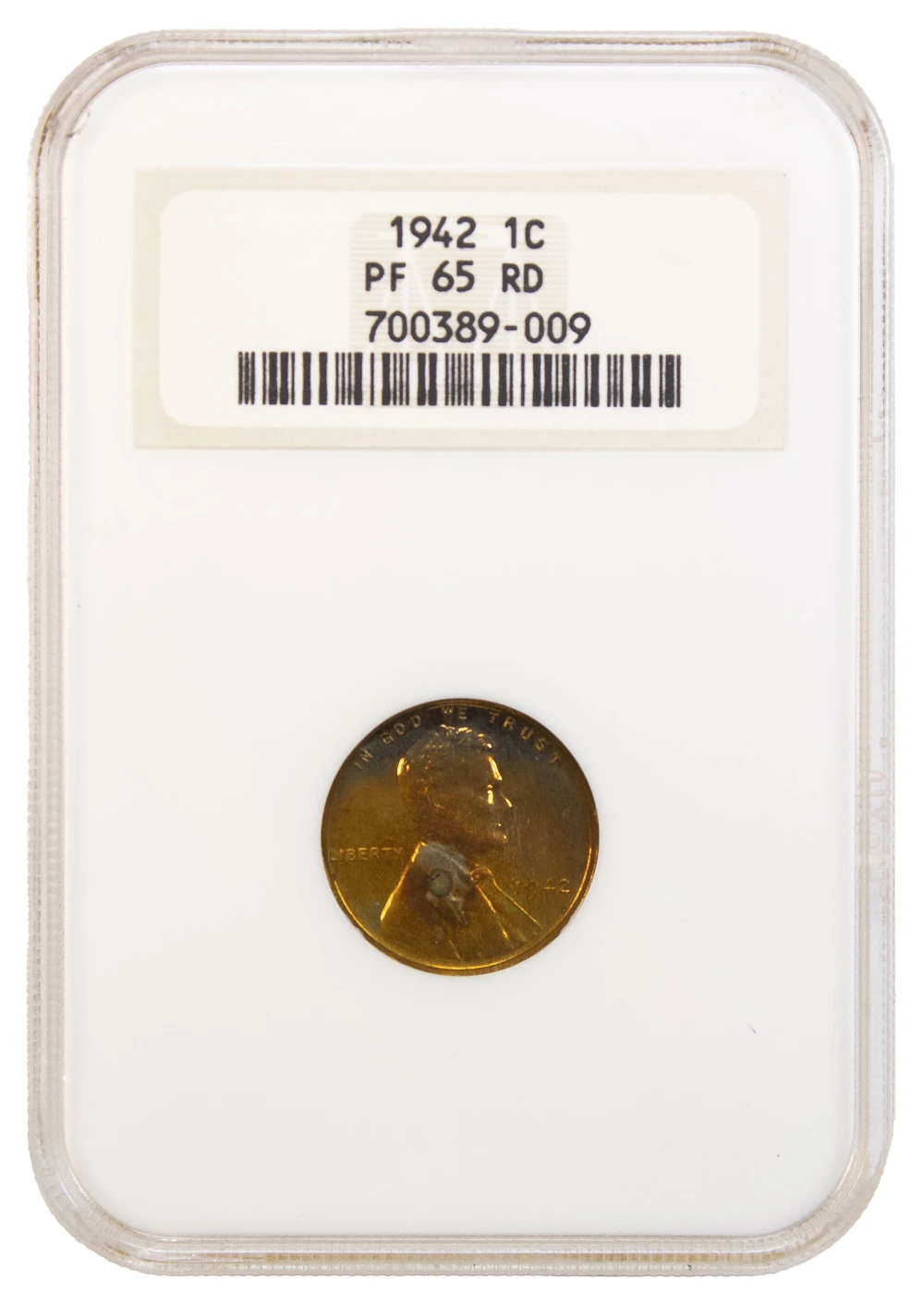 NGC Proof-65 RD 1942 Lincoln Cent