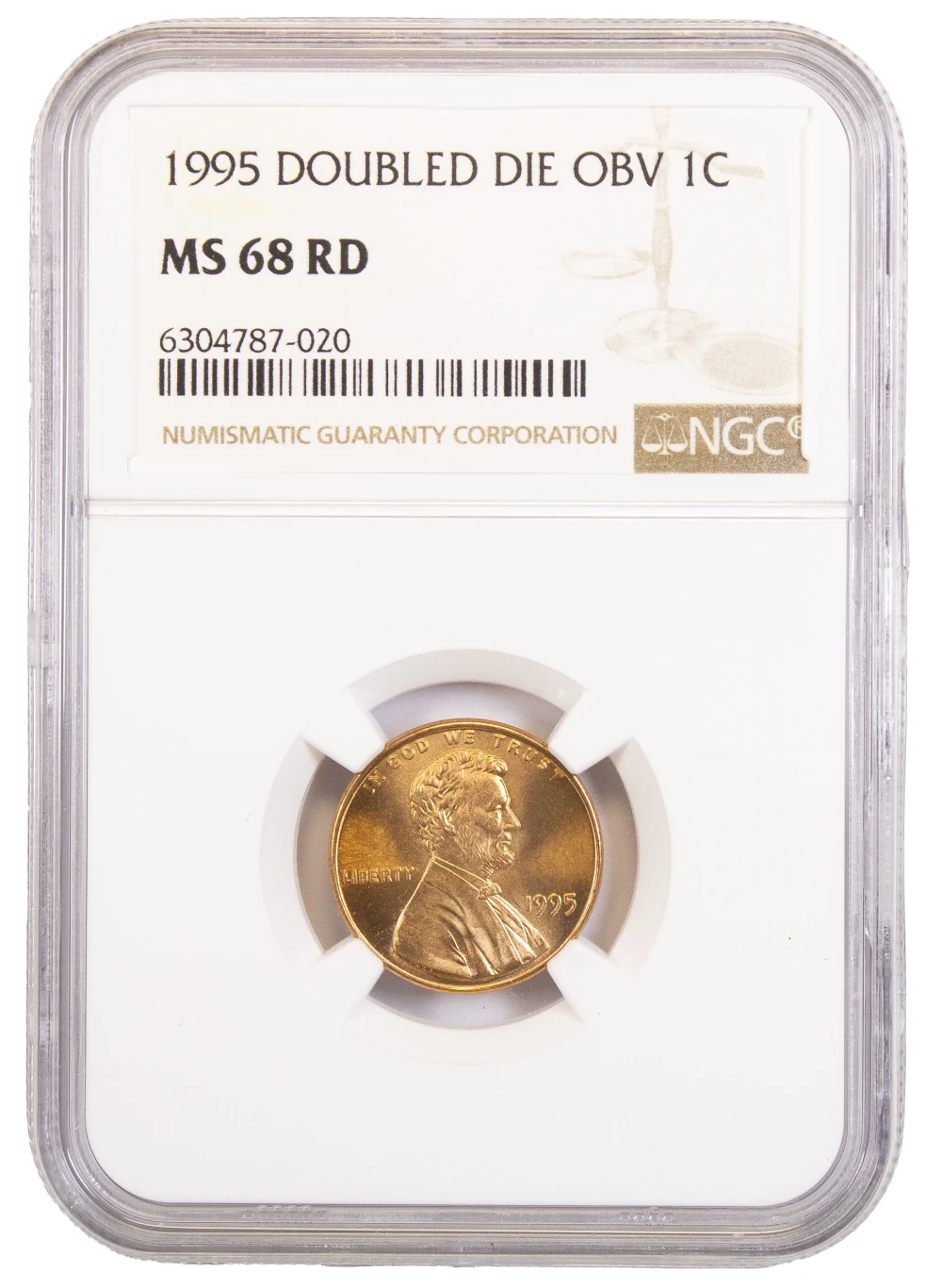 NGC MS-68 RD 1995 Double Die Lincoln Cent