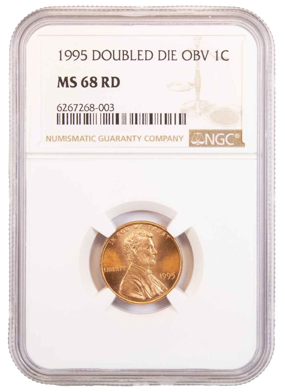 NGC MS-68 RD 1995 Double Die Lincoln Cent