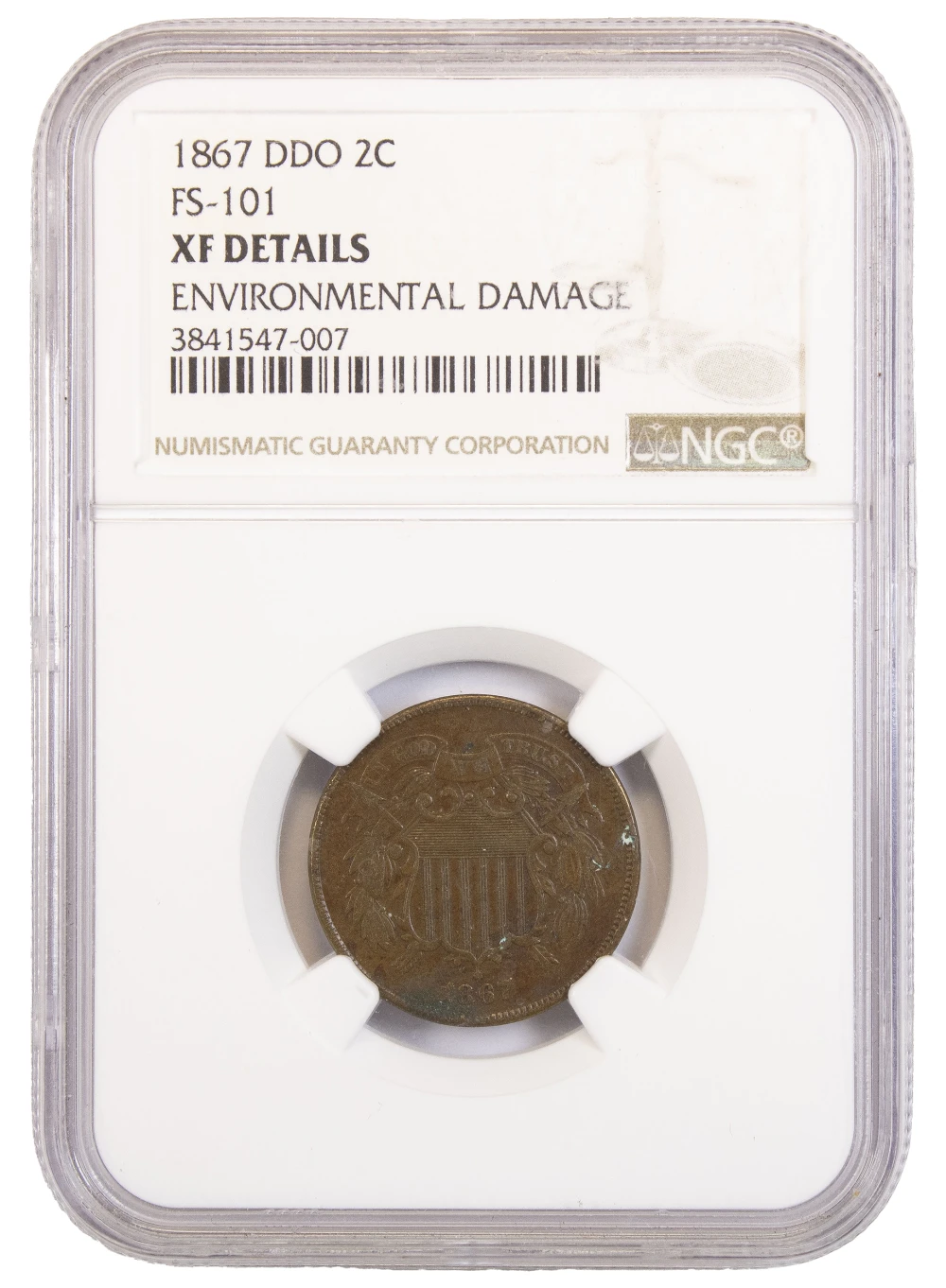 NGC EF Details 1867 Double Die Two-Cents