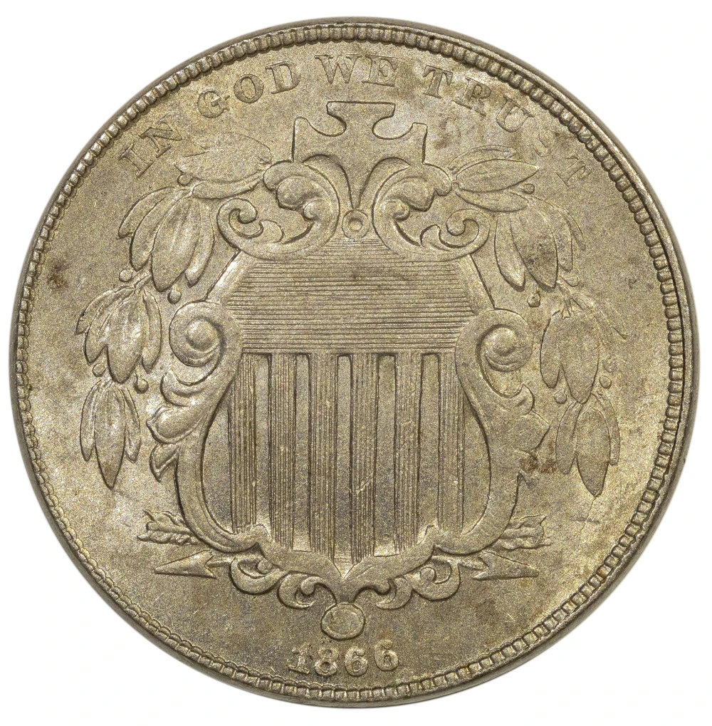 AU-50 or Finer 1866 Shield Nickel