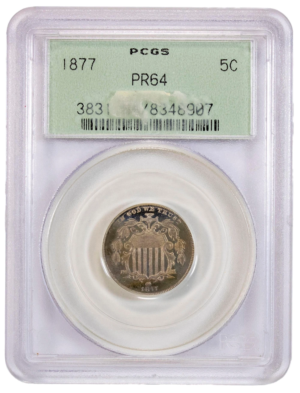 PCGS Proof-64 1877 Shield Nickel
