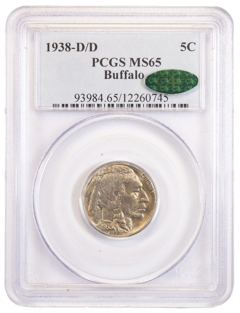 PCGS MS-65 1938-D/D Buffalo Nickel