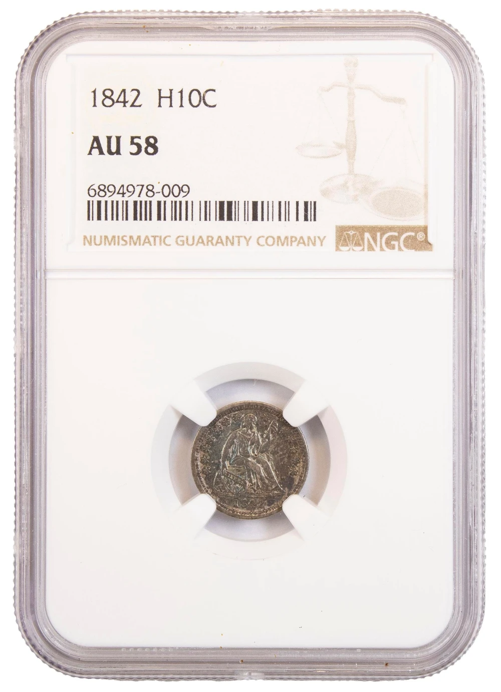 NGC AU-58 1842 Half Dime