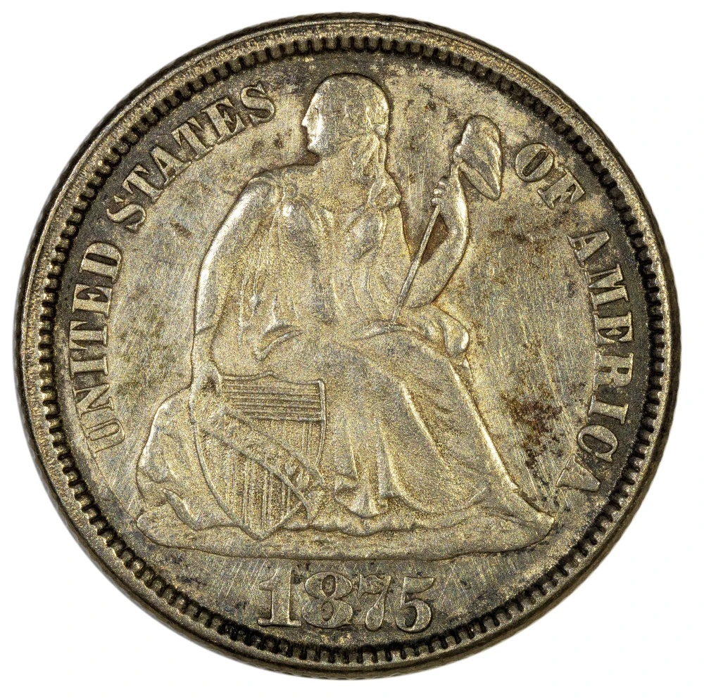 MS-60 Details 1875 Dime