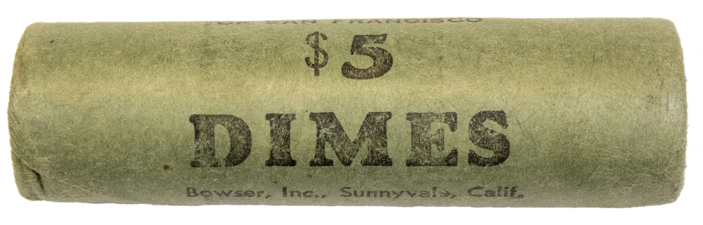 Original Bank Wrapped 1955-S Roosevelt Dime Roll