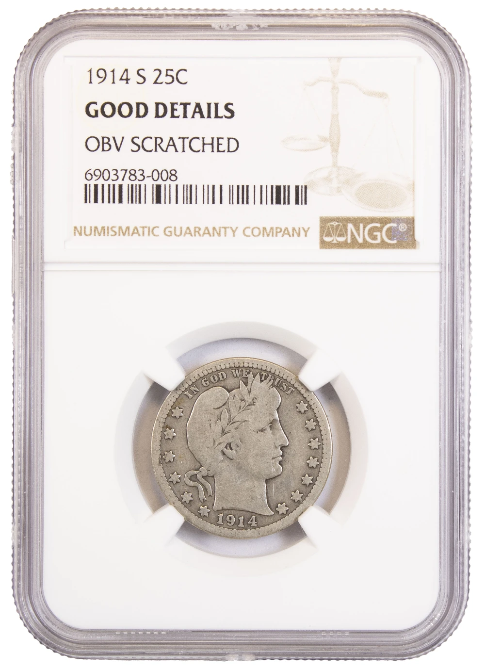 NGC Good Details 1914-S Barber Quarter