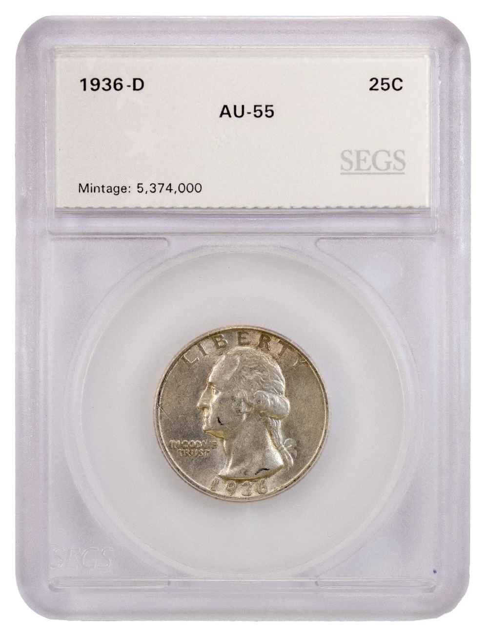 SEGS AU-55 1936-D Washington Quarter