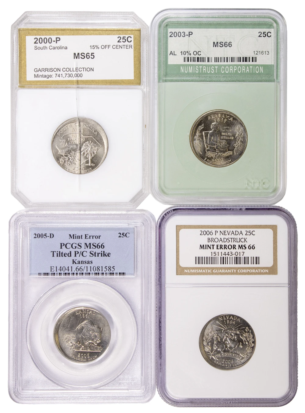 4 Piece State Quarter Error Lot
