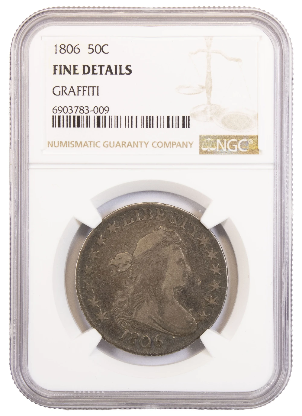 NGC Fine Details 1806 No Stem Half Dollar