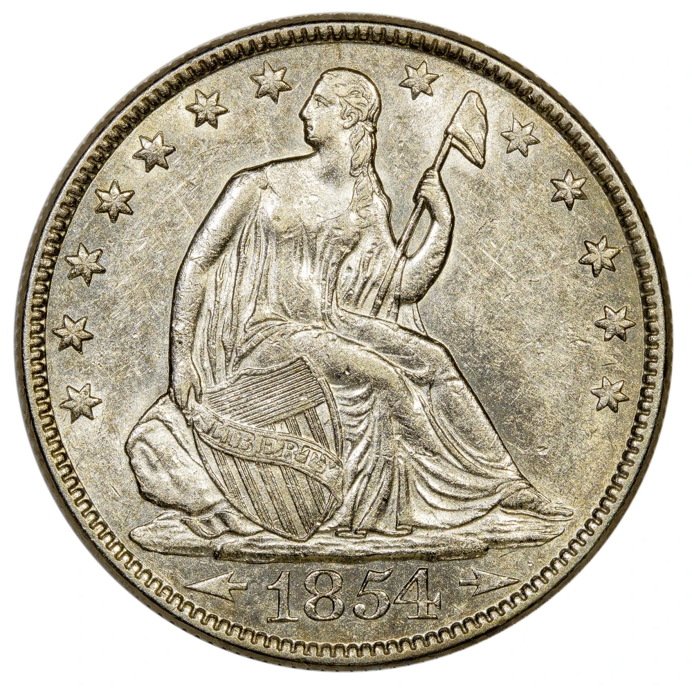 AU-50 or Finer 1854-O Arrows Half Dollar