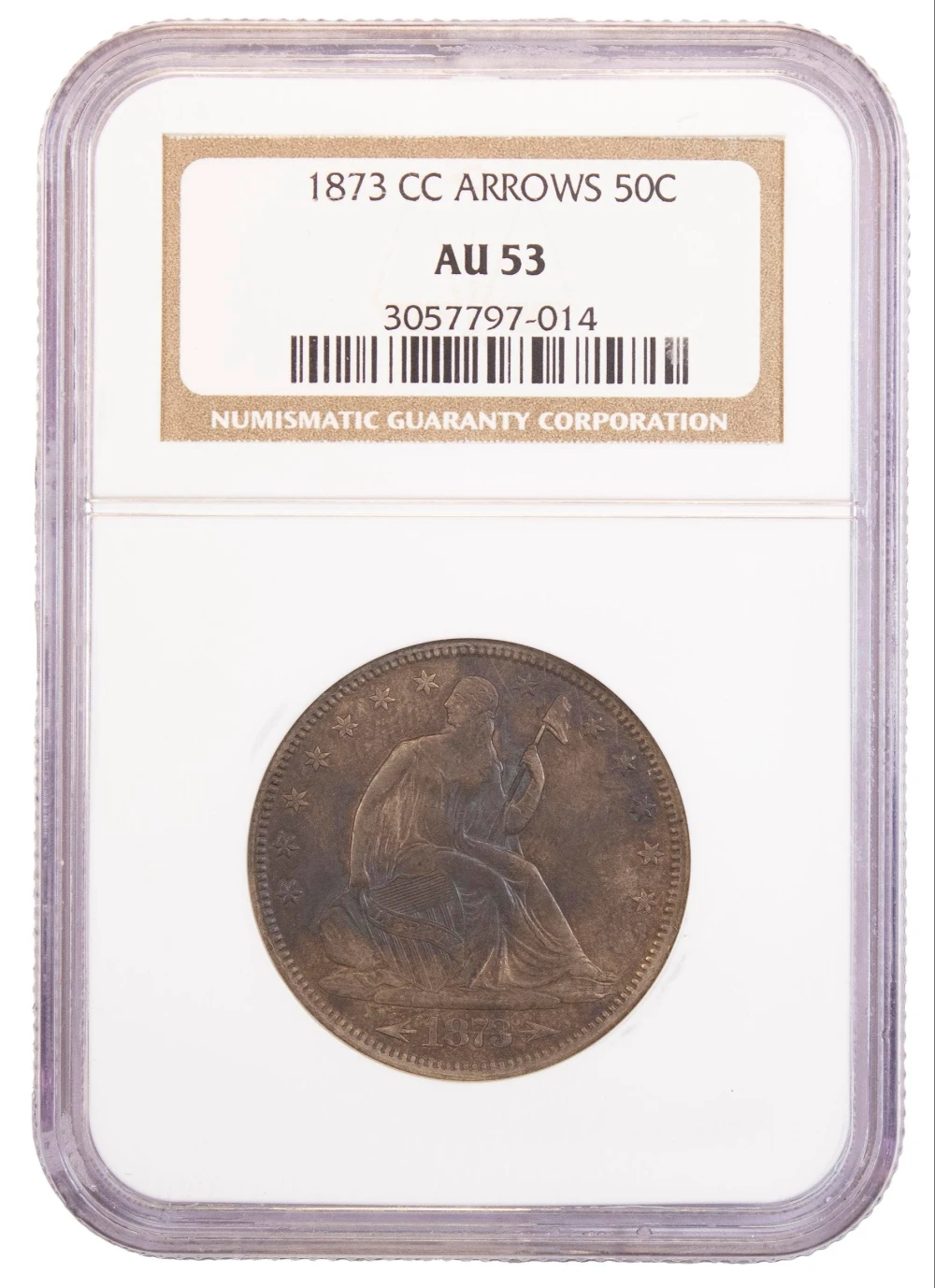NGC AU-53 1873-CC Arrows Half Dollar