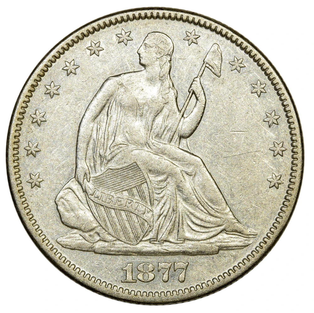 AU-50 Details 1877 Seated Half Dollar