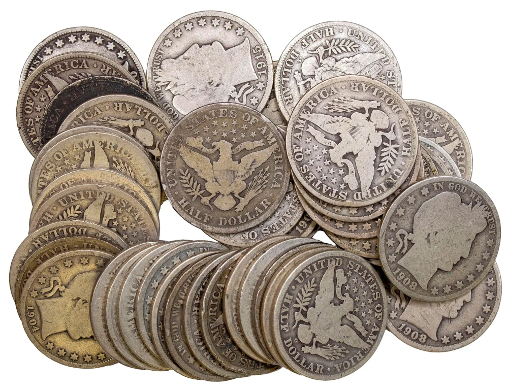 40 Pieces Circulated Barber Half Dollars