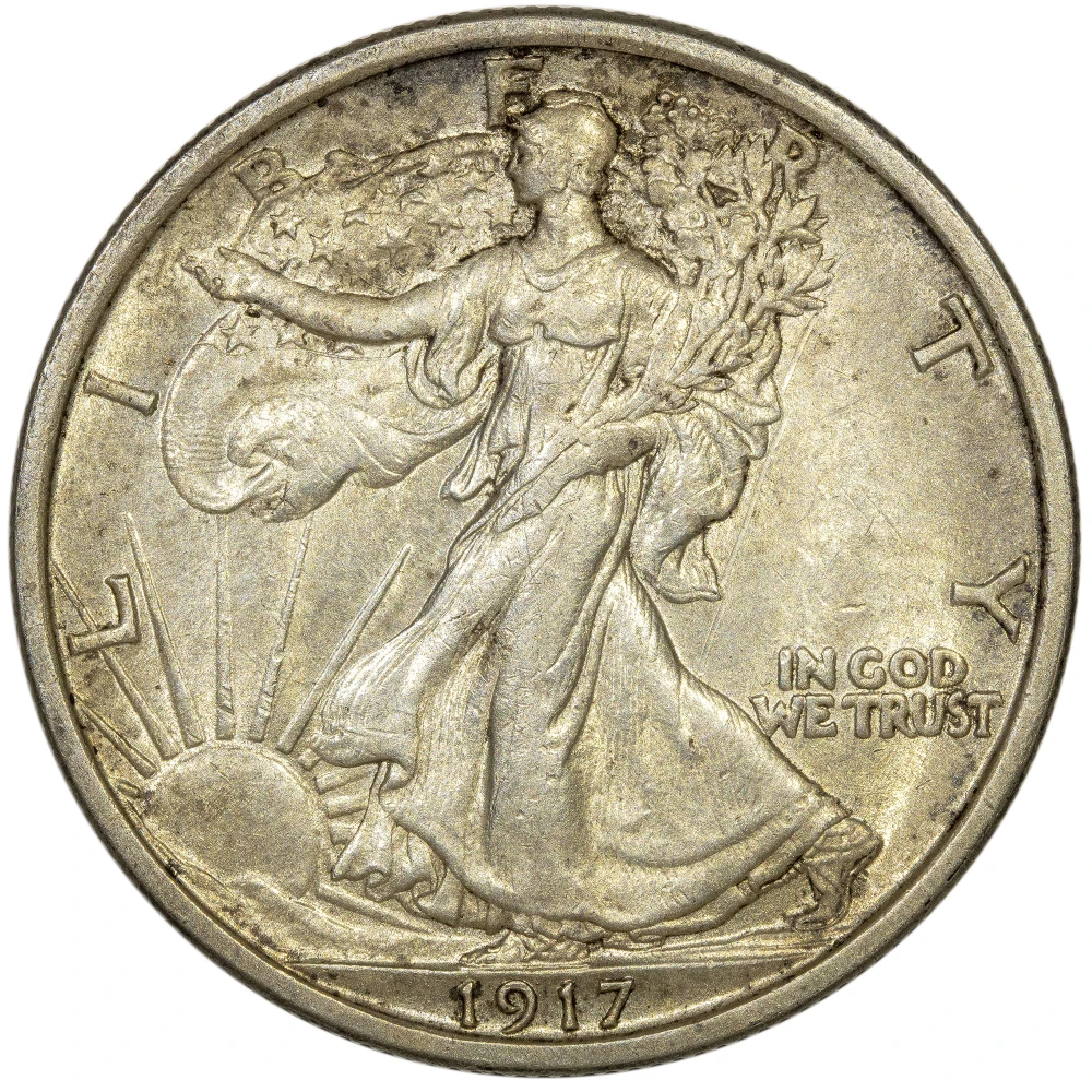 AU-58 1917 Walking Liberty Half Dollar