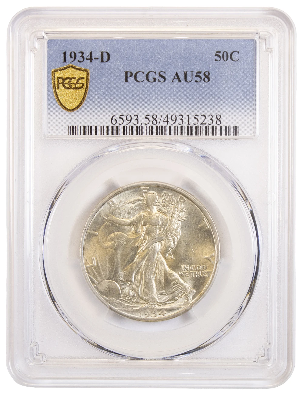 PCGS AU-58 1934-D Walking Liberty Half Dollar
