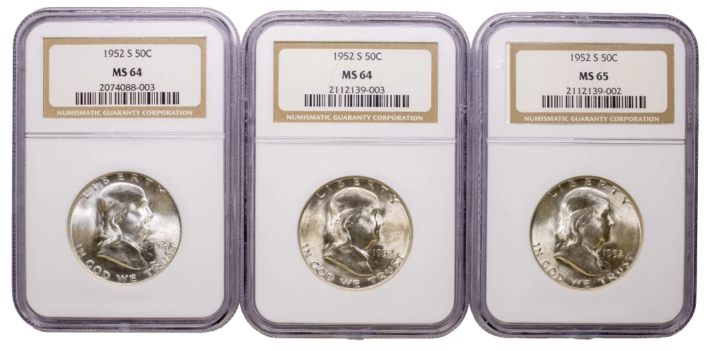 NGC MS-64 1952-S Franklin Trio