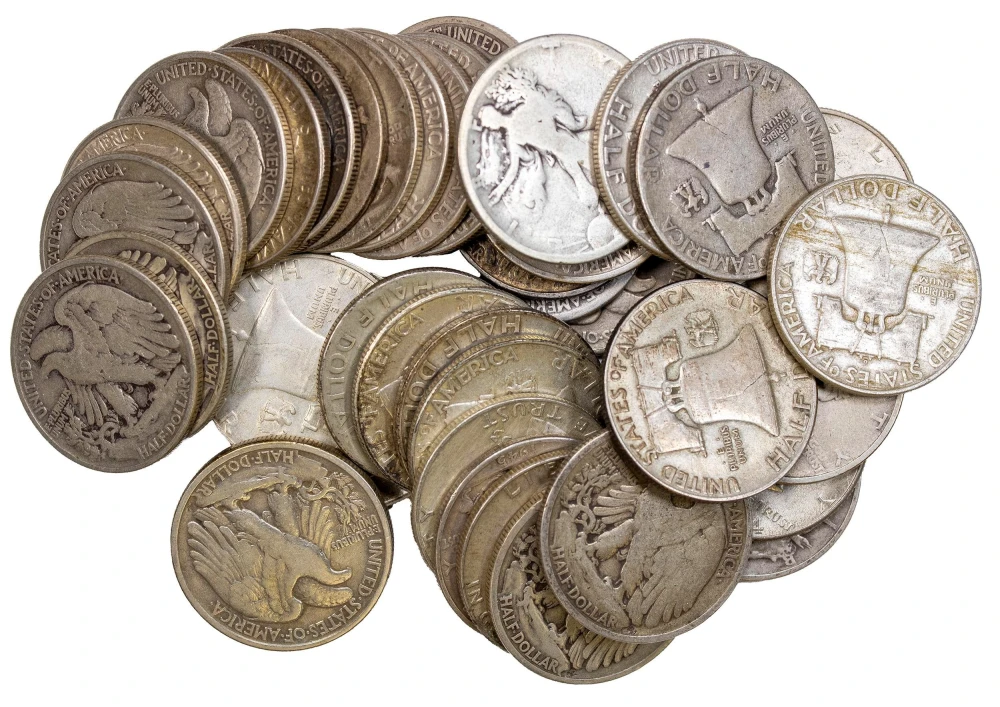 40 Mixed 90% Silver Half Dollars